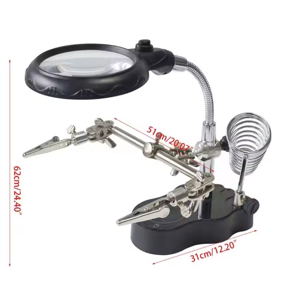 GENERICO - Lupa Led Porta Cautín Para Soldar Tercera Mano