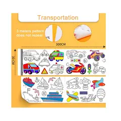 GENERICO - Papel adhesivo para colorear diseño Transportes 3mts