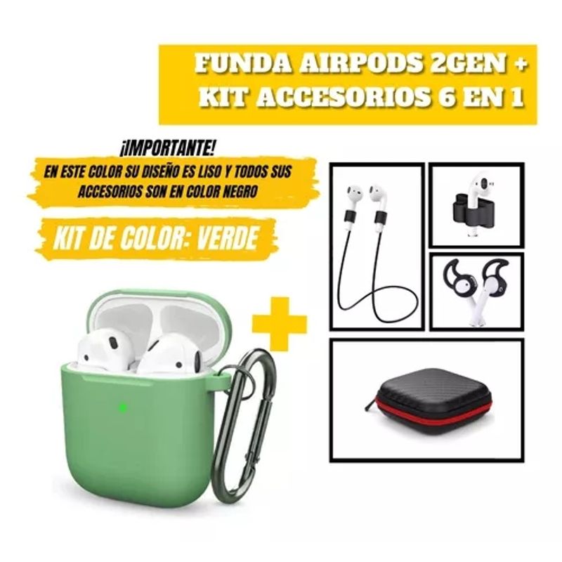 GENERICO - Funda Silicona AirPods 2gen Set De Accesorios 6 En 1