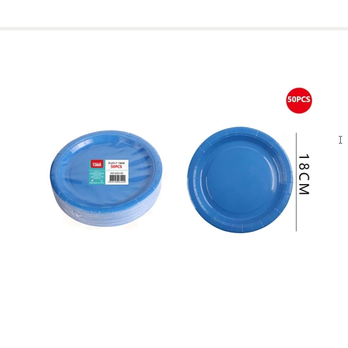 GENERICO - Plato Cartón Azul 18Cm 50Pcs