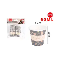 GENERICO - Vasos Desechables Coffe Con Diseños 60 Ml 20 Pcs
