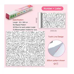 GENERICO - Papel adhesivo para colorear diseño Letras y Números 3mts