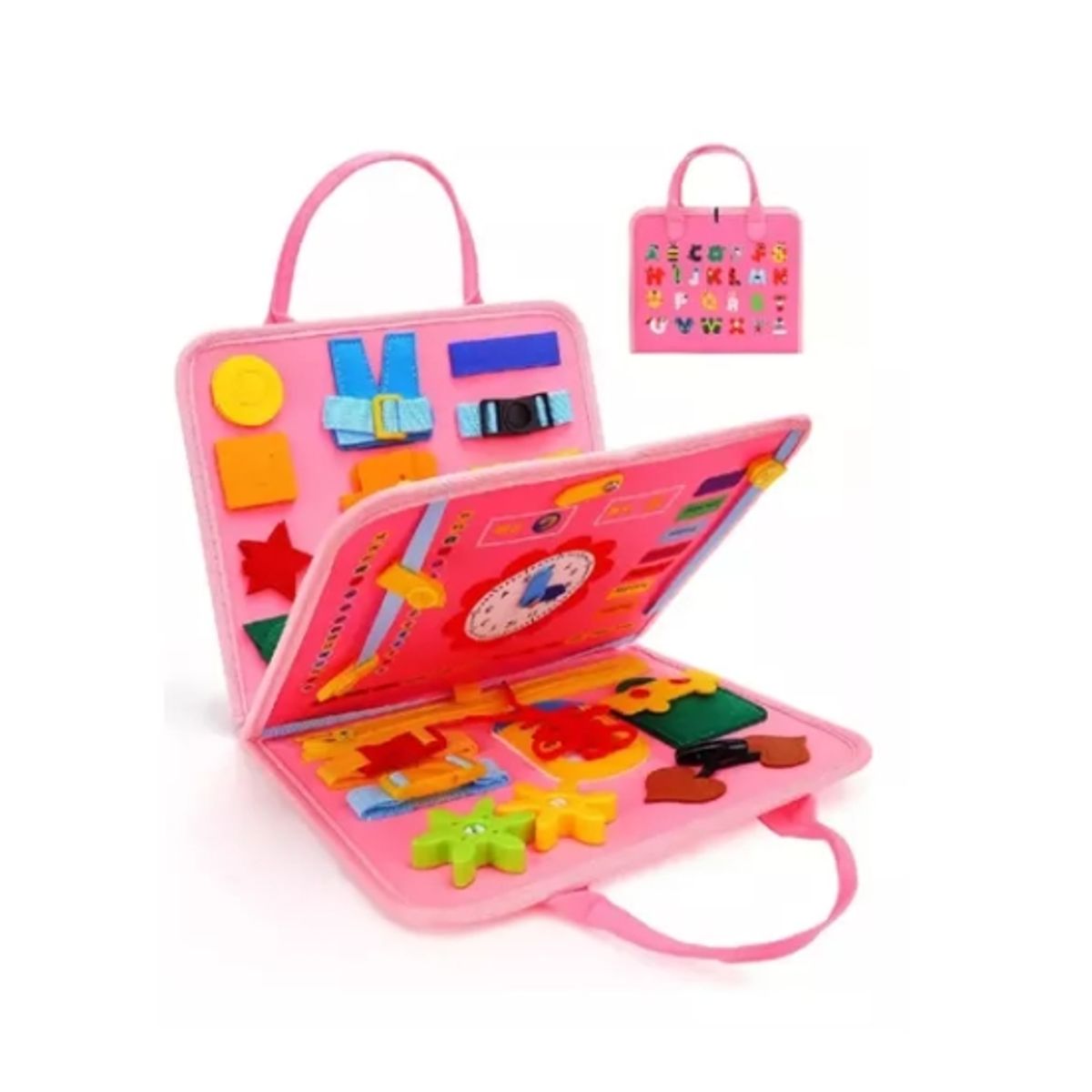 GENERICO - Libro Sensorial Y Didáctico Habilidades De Tela Rosado