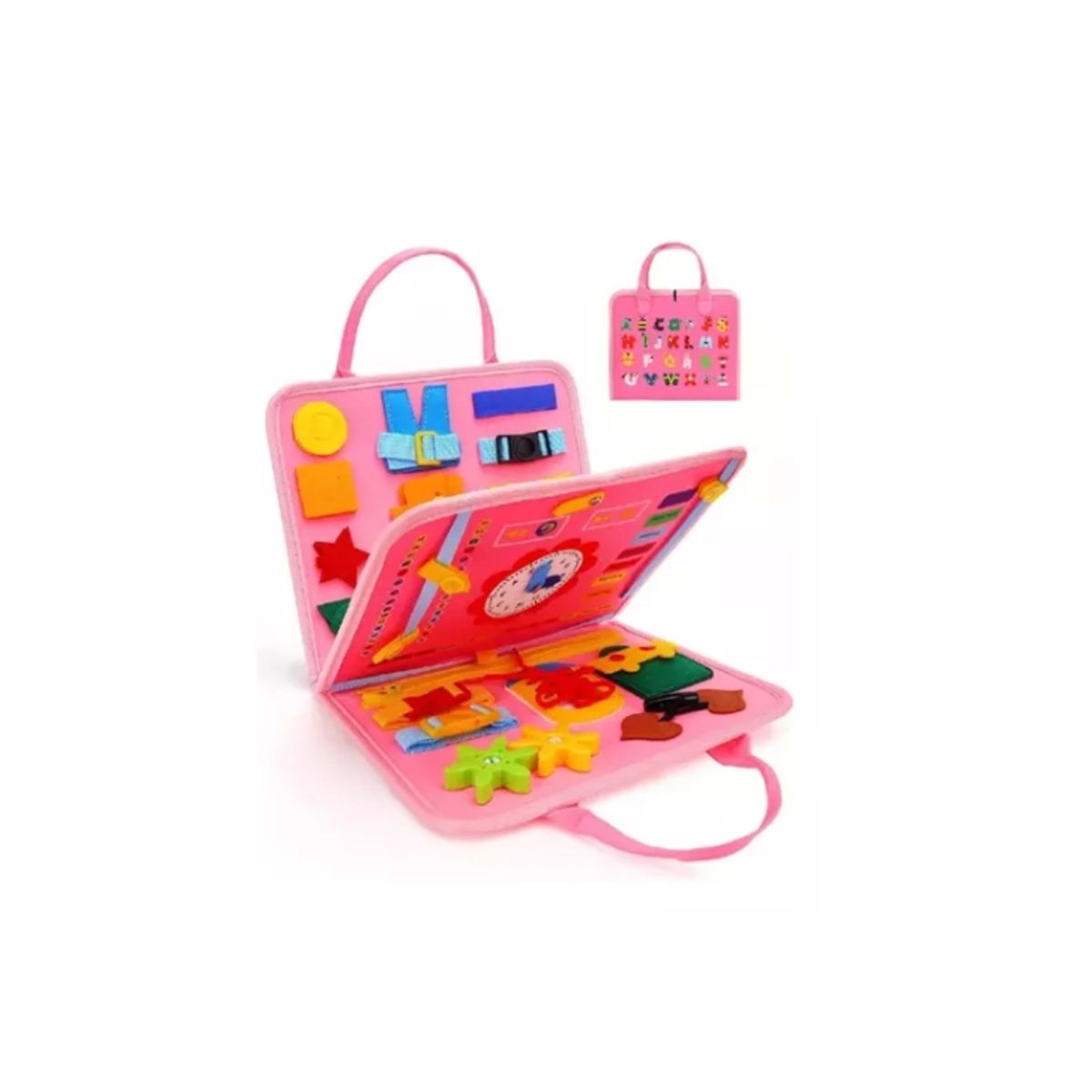 GENERICO - Libro Sensorial Y Didáctico Habilidades De Tela Rosado