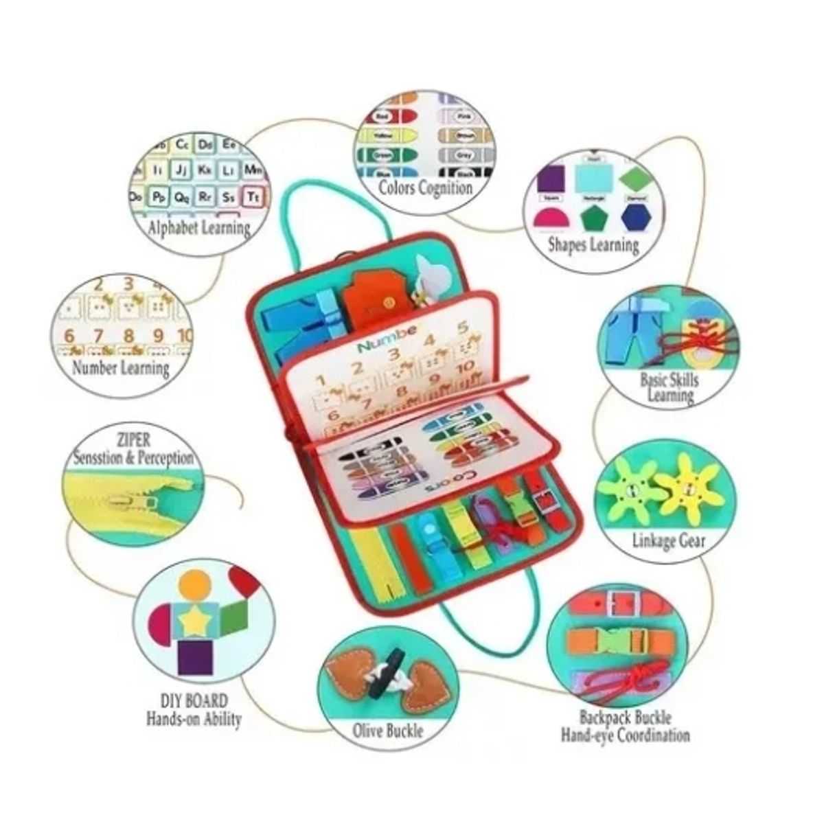 GENERICO - Libro Sensorial Y Didáctico Habilidades De Tela Rosado