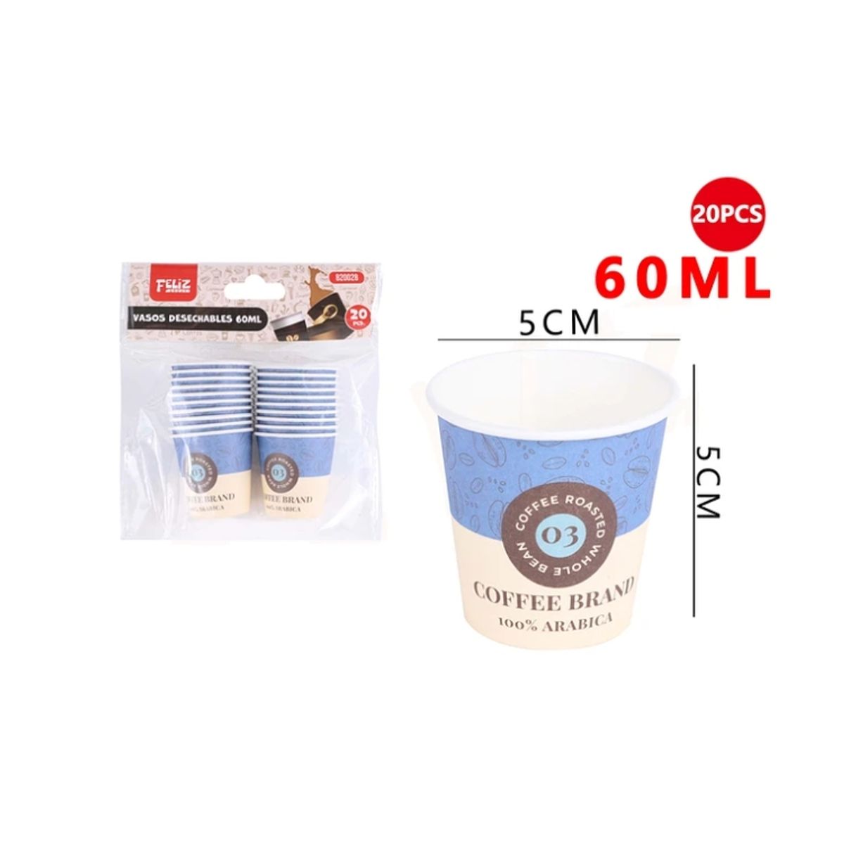 GENERICO - Vasos Desechables Coffe Brand 60 Ml 20Pcs