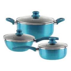 DORAL - Set De Ollas Montecarlo Aluminio Titanio Antiadherente Turquesa
