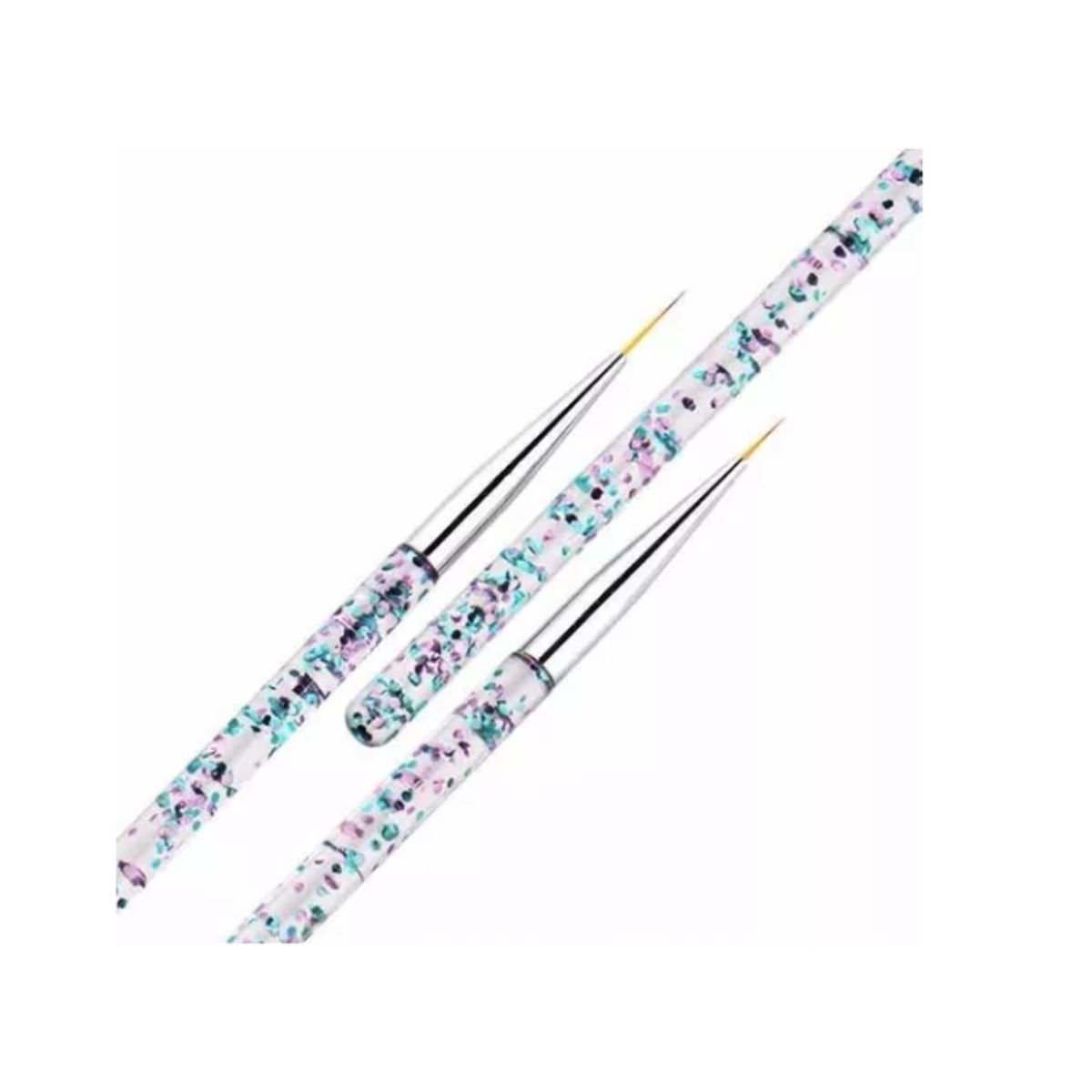 GENERICO - Kit 3 Pinceles Para Diseño Uñas Postizas / Naturales