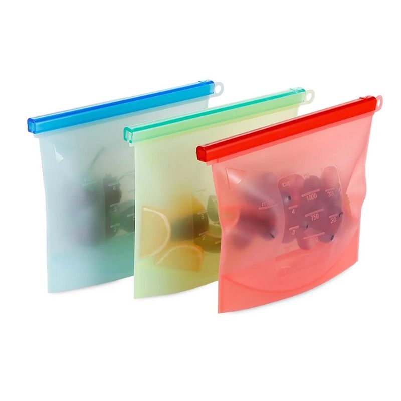 CASATUA - Bolsas Silicona Hermeticas Reutilizables CasaTua Comida Set - Blanco - Pack x3