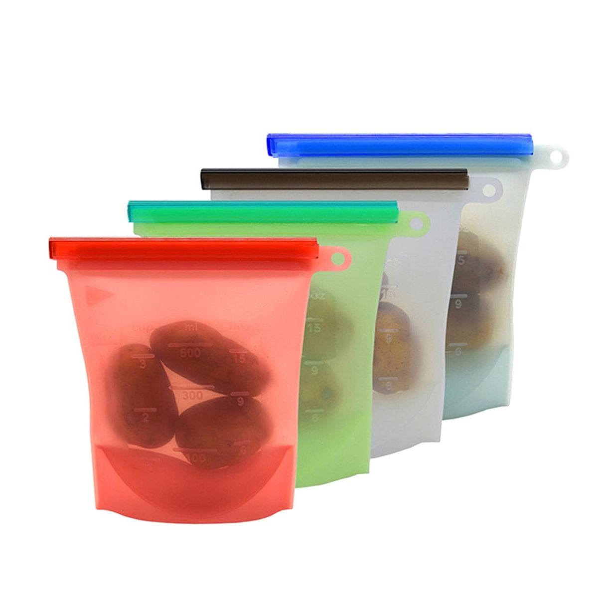 CASATUA - Bolsas Silicona Hermeticas Reutilizables CasaTua Comida Set - Blanco - Pack x4