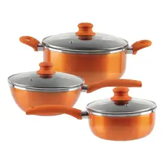 DORAL - Set De Ollas Montecarlo Aluminio Titanio Antiadherente Salmon