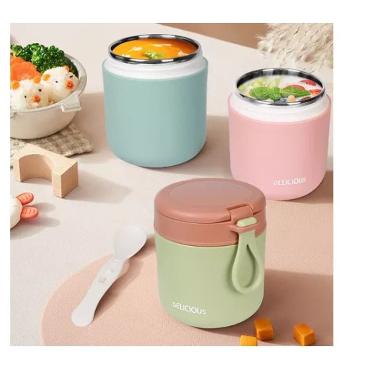 GENERICO - Contenedor De Alimentos Thermo Jar Para Niños Con Cuchara