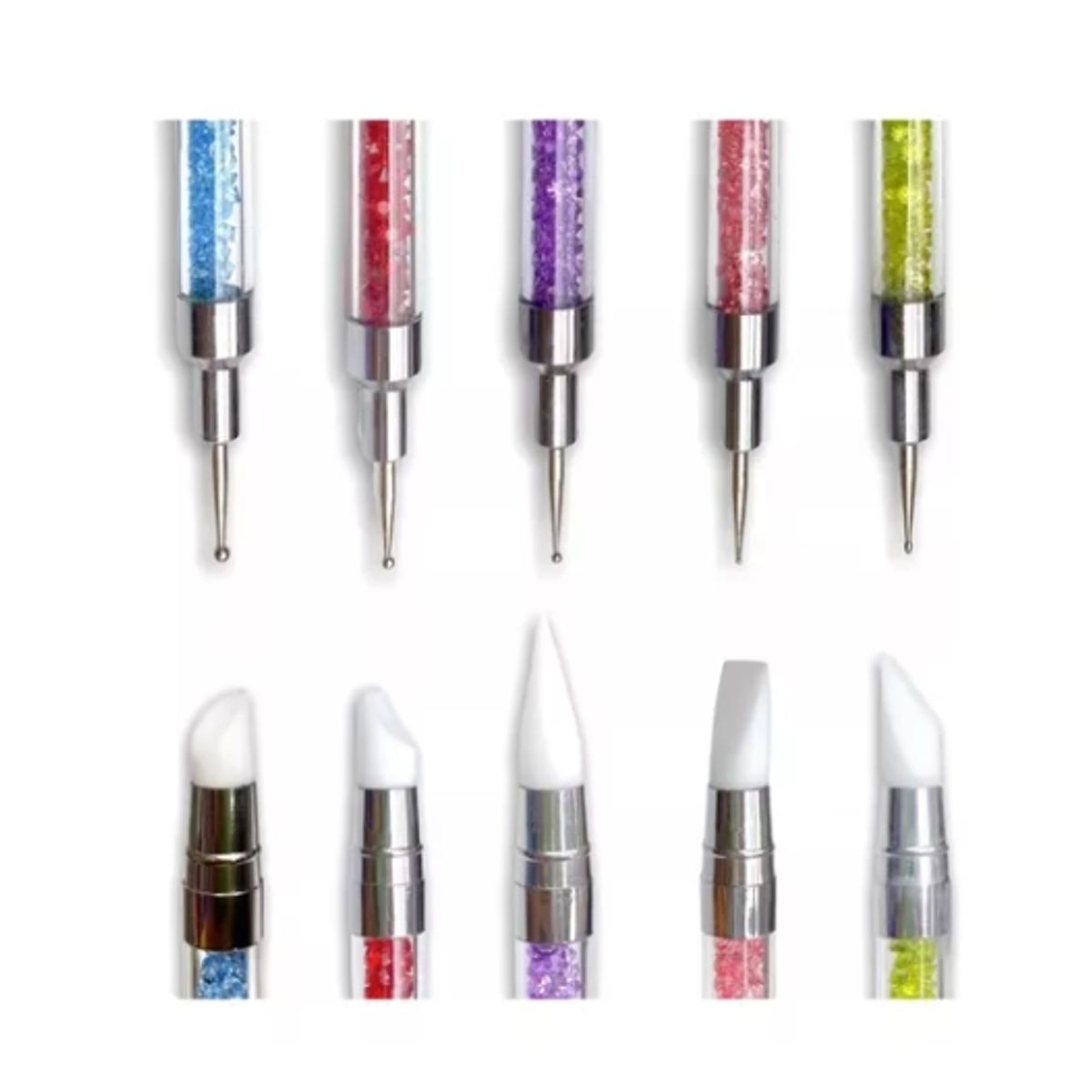 GENERICO - Set De 5 Pinceles Dobles Con Punta De Silicona Y Puntero