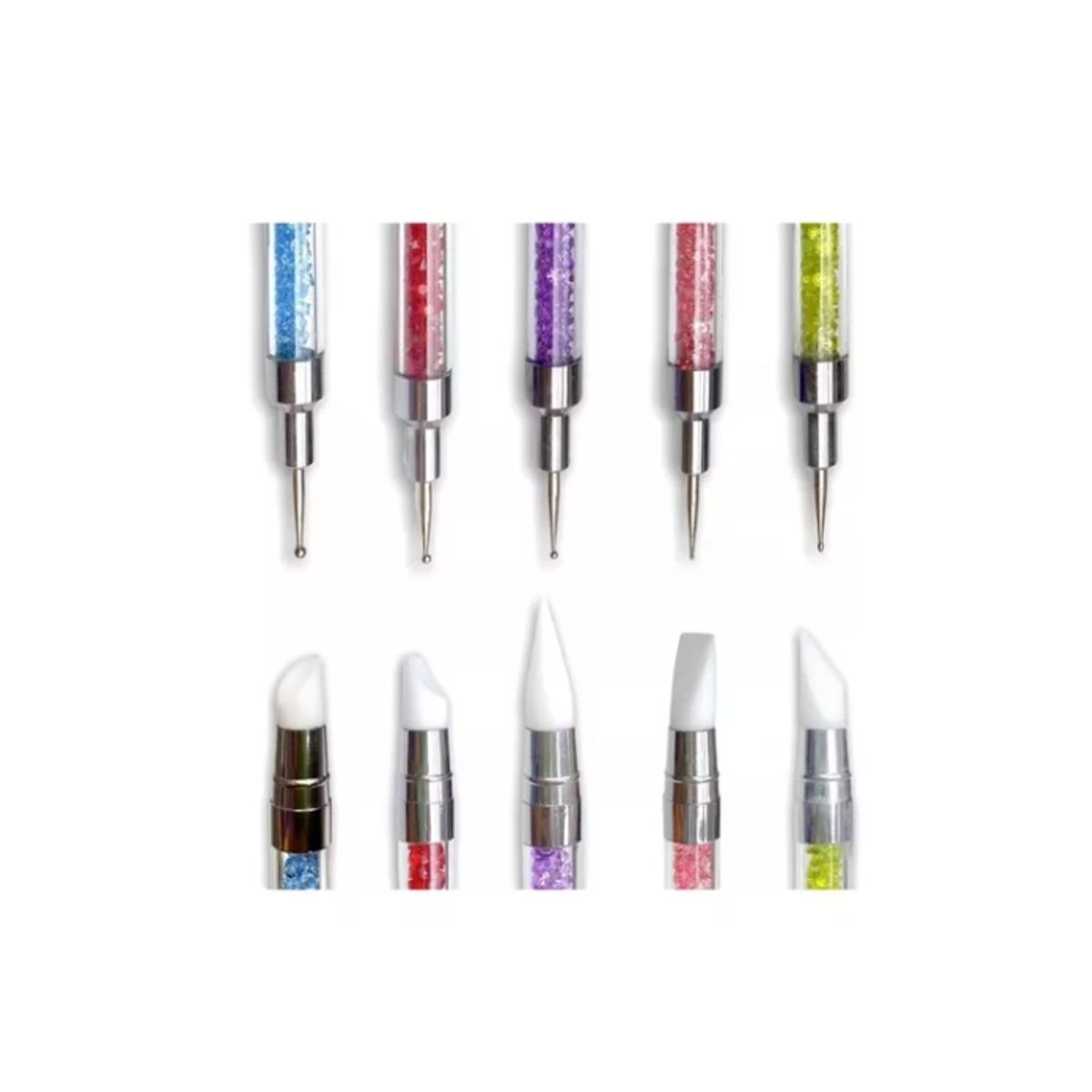 GENERICO - Set De 5 Pinceles Dobles Con Punta De Silicona Y Puntero