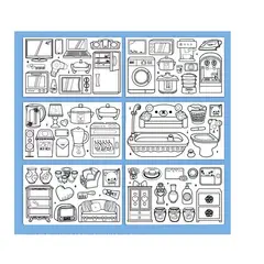 GENERICO - Papel adhesivo para colorear diseño Objetos del hogar 3mts