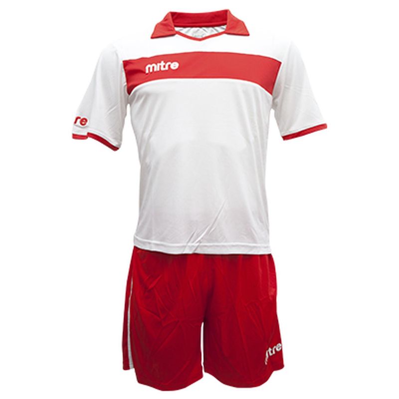 MITRE - Uniforme de futbol London Jr Mitre Blanco rojo