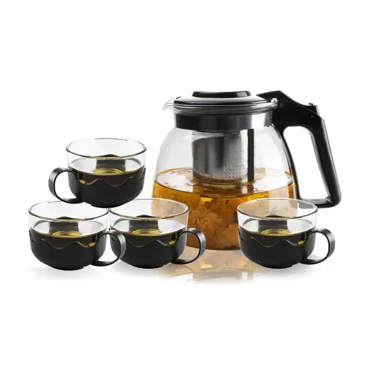 GENERICO - Tetera Vidrio Infusor Con 4 Tazas Té Bebidas Café