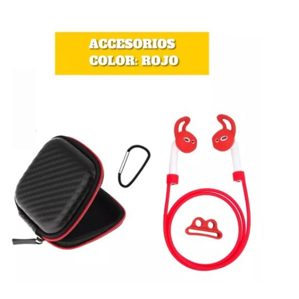 GENERICO - Funda Silicona AirPods 2gen Set De Accesorios 6 En 1 Rojo