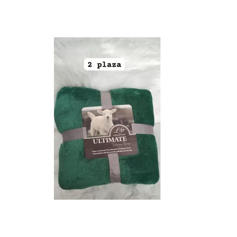 GENERICO - Frazada Polar Plush 2 Plazas Térmica Con Chiporro  Premium Verde