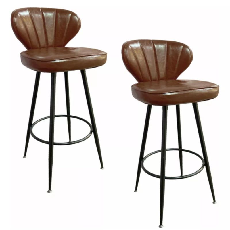 ARTIHOGAR - Pack Sillas Bar  Charlton Taburete Ecocuero  Color Marrón