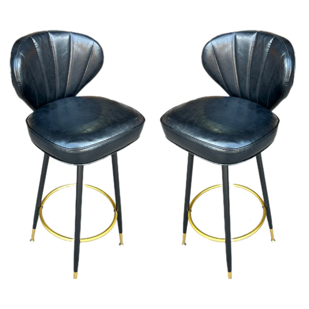 ARTIHOGAR - Pack Sillas Bar  Charlton Taburete Ecocuero  Color Negro/Negro