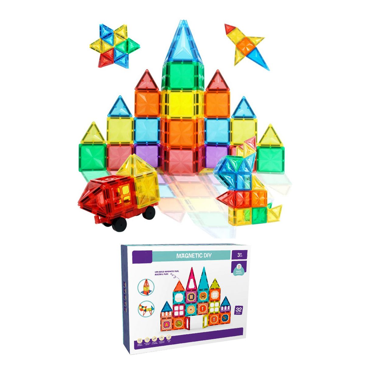 GENERICO - Juego Bloques Construcción lego 3d Magnéticos Armables 32 piezas