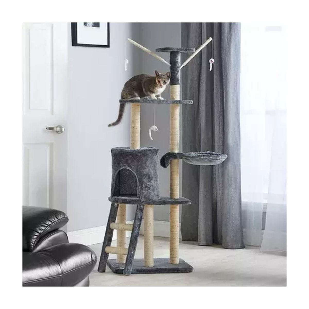 GENERICO - Torre Arbol Con Casa Rascador Juguete De Gatos Terciopelo