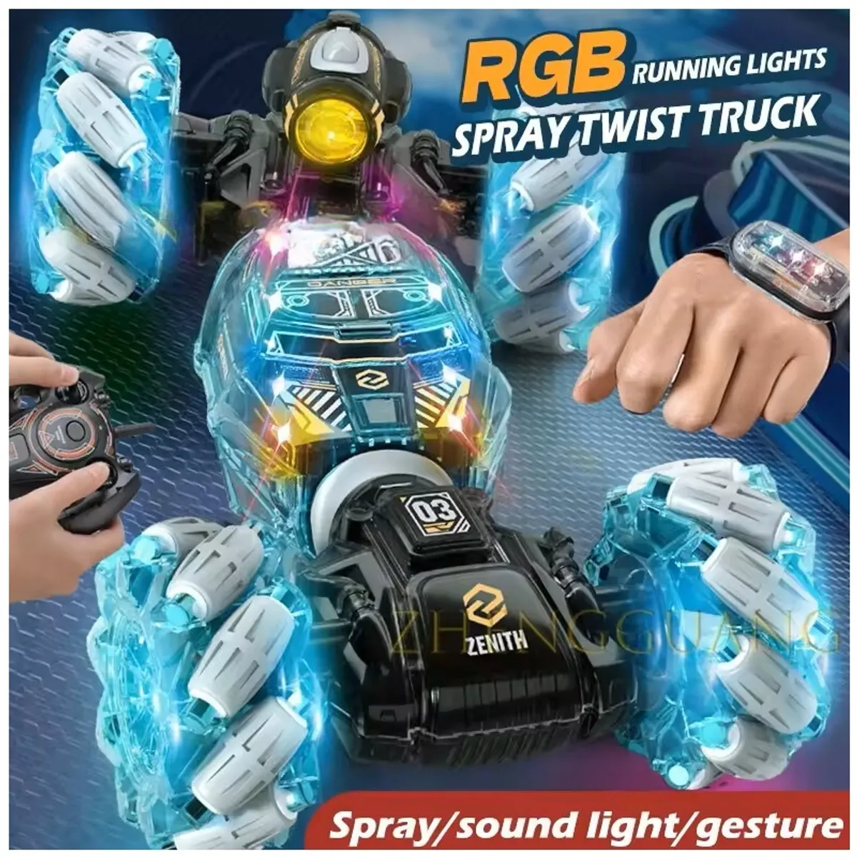 GENERICO - Vehículo RC 4X4 Control Remoto por Gestos Luces 114 24G