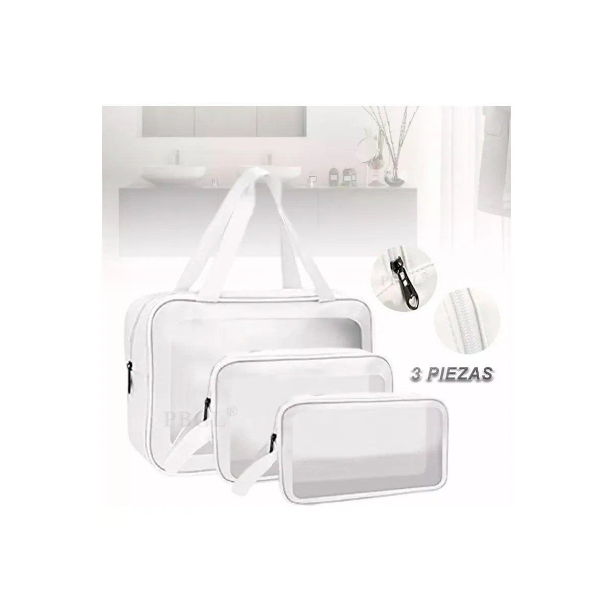 GENERICO - Neceser Organizador Bolsa De Cosméticos Transparente 3pcs