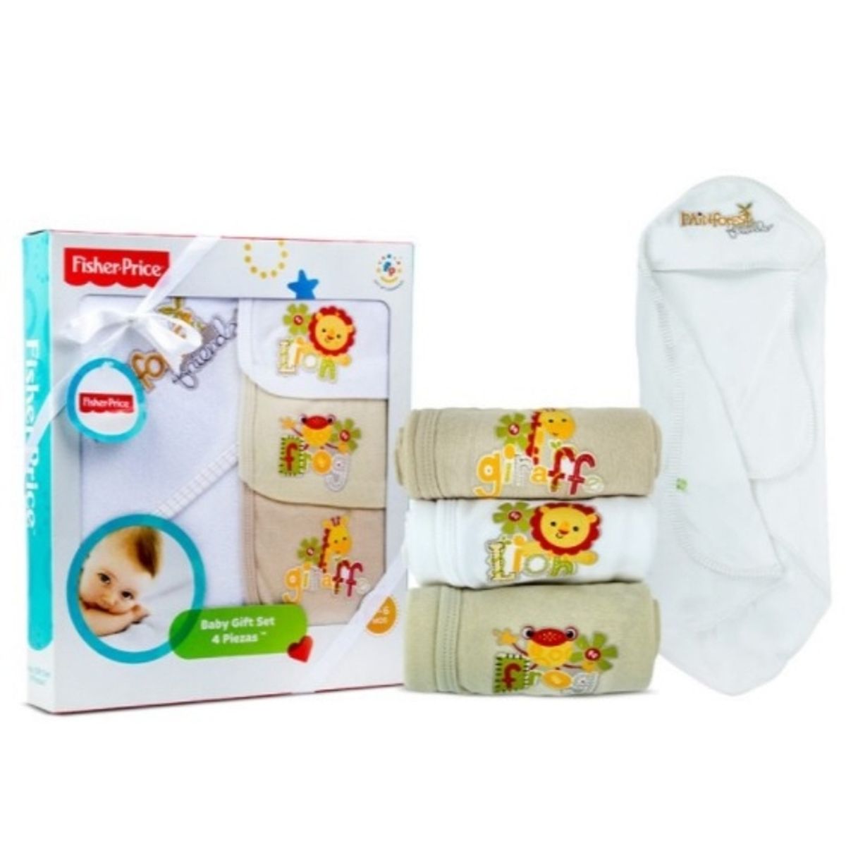 FISHER - FISHER PRICE 14498 GIFT SET 4 PIEZAS 4 TOALLAS RECIEN NACIDO