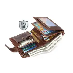 GENERICO - Cartera Billetera Antirrobo Rfid Para Hombre Cuero Marrón