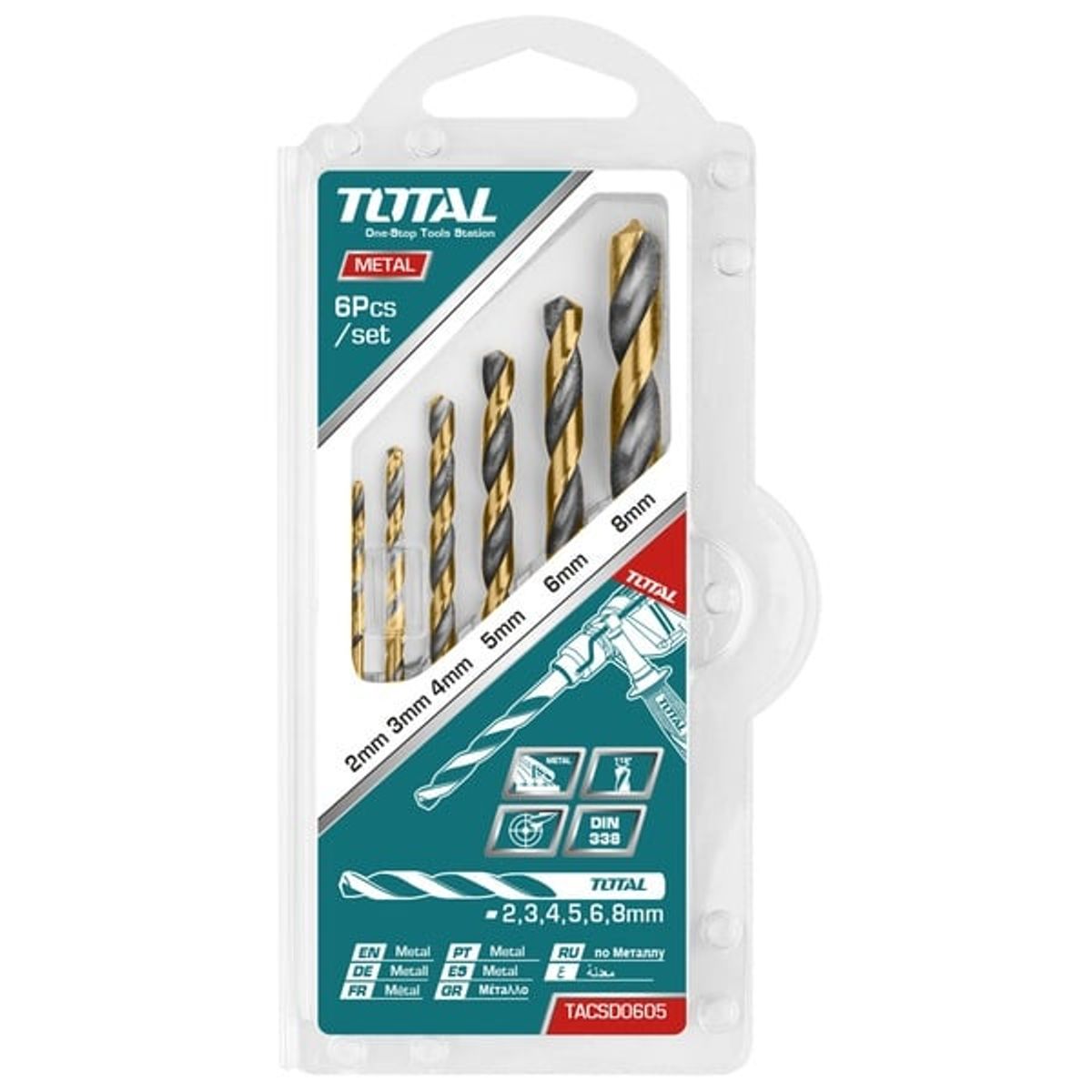 TOTAL TOOLS - Set Juego de Brocas para Metal 6 Piezas Total