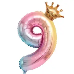 GENERICO - Globos Grandes En Forma De Numero Multi Color Coronita 9