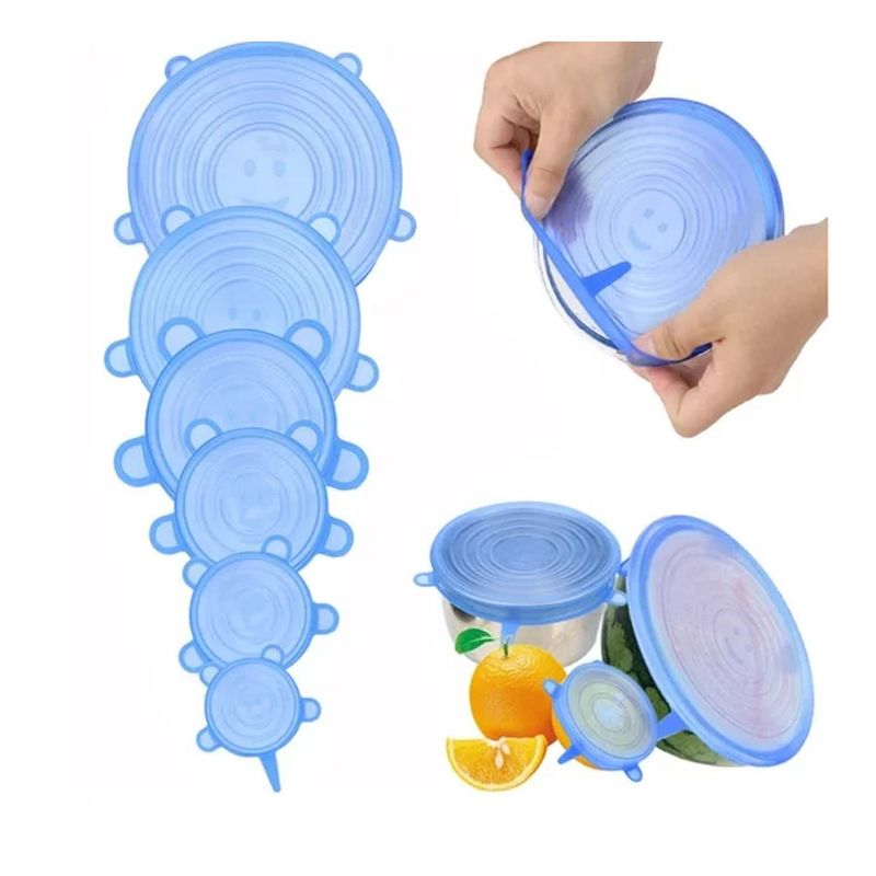 GENERICO - Juego de 6 tapas de silicona multifuncionales expandibles