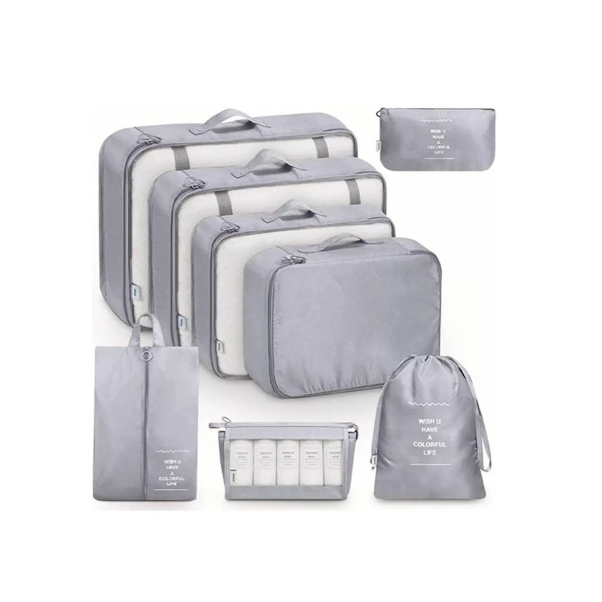 GENERICO - Bolsas De Viaje 8 En 1 Bolsas Organizadoras De Viaje Maleta Gris