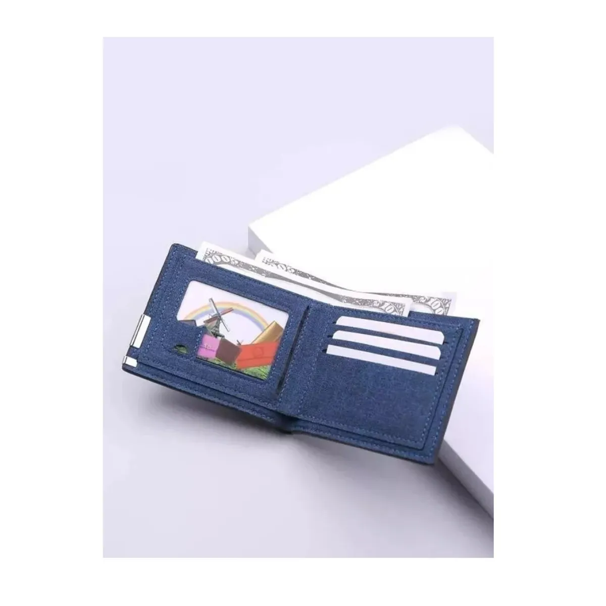 GENERICO - Cartera Billetera Tarjetero De Tela Para Hombre En Azul