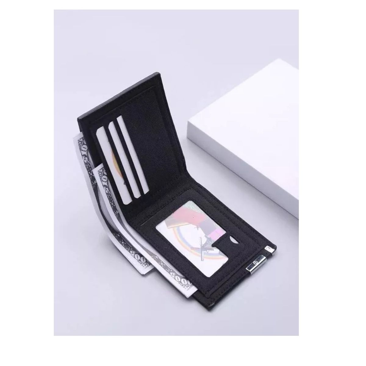 GENERICO - Cartera Billetera Tarjetero De Tela Para Hombre En Negro