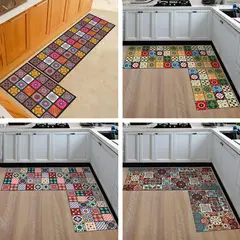 TIOZONEY - 2PCS Cocina Piso Alfombra Área Antideslizante Bañ Patrón