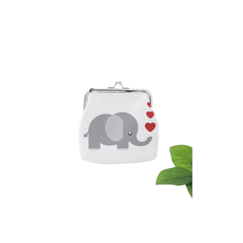 GENERICO - Monedero con estampado de elefante y corazones para mujer