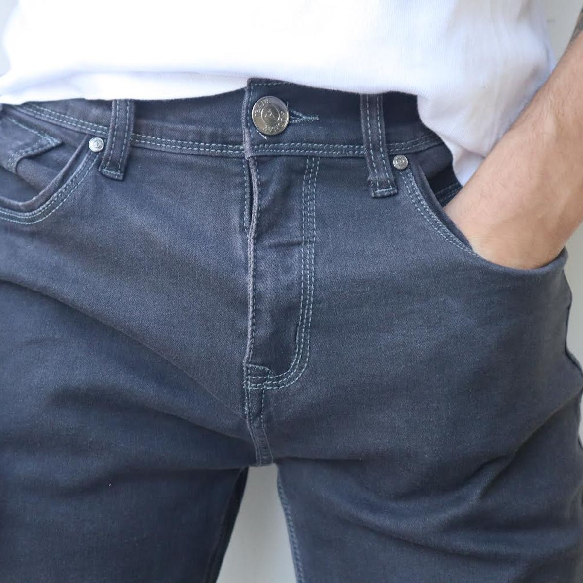 ADONAY - Jeans hombre gris semi pitillo elasticado