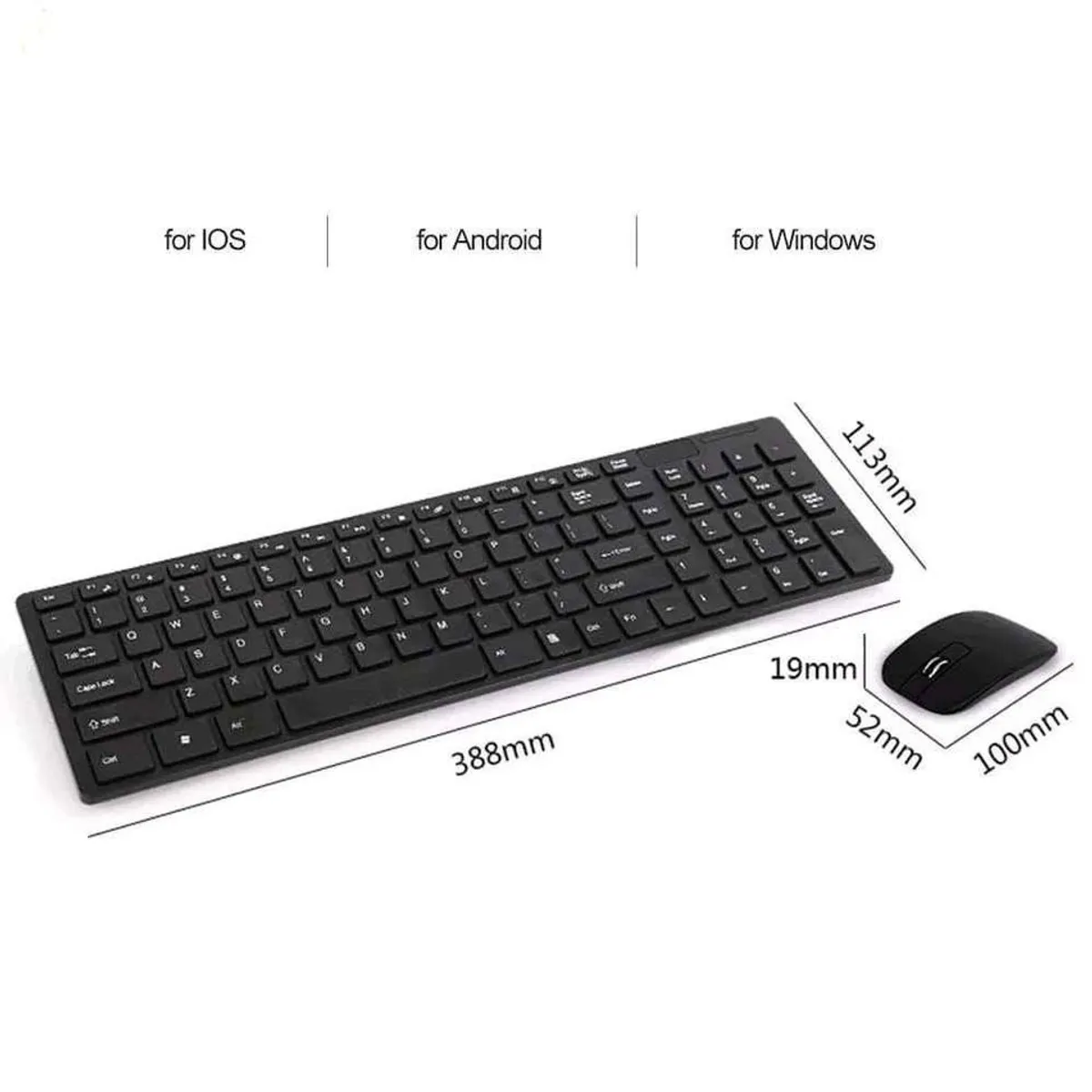 GENERICO - Kit Mouse Teclado Inalámbrico 24GHz Protector Ultra Slim Negro