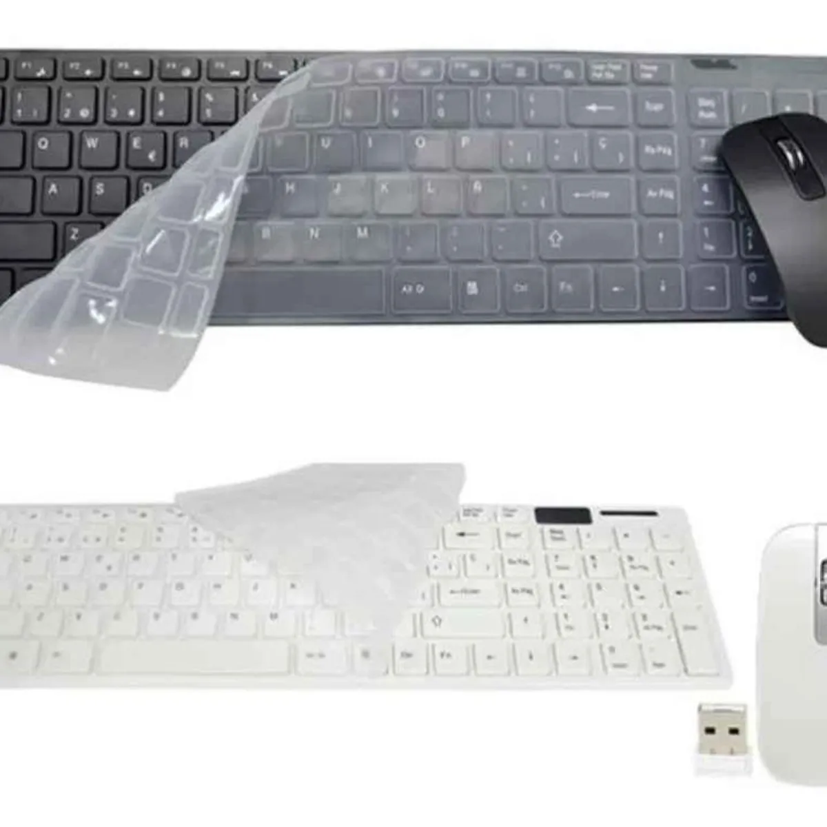 GENERICO - Kit Mouse Teclado Inalámbrico 24GHz Protector Ultra Slim Negro