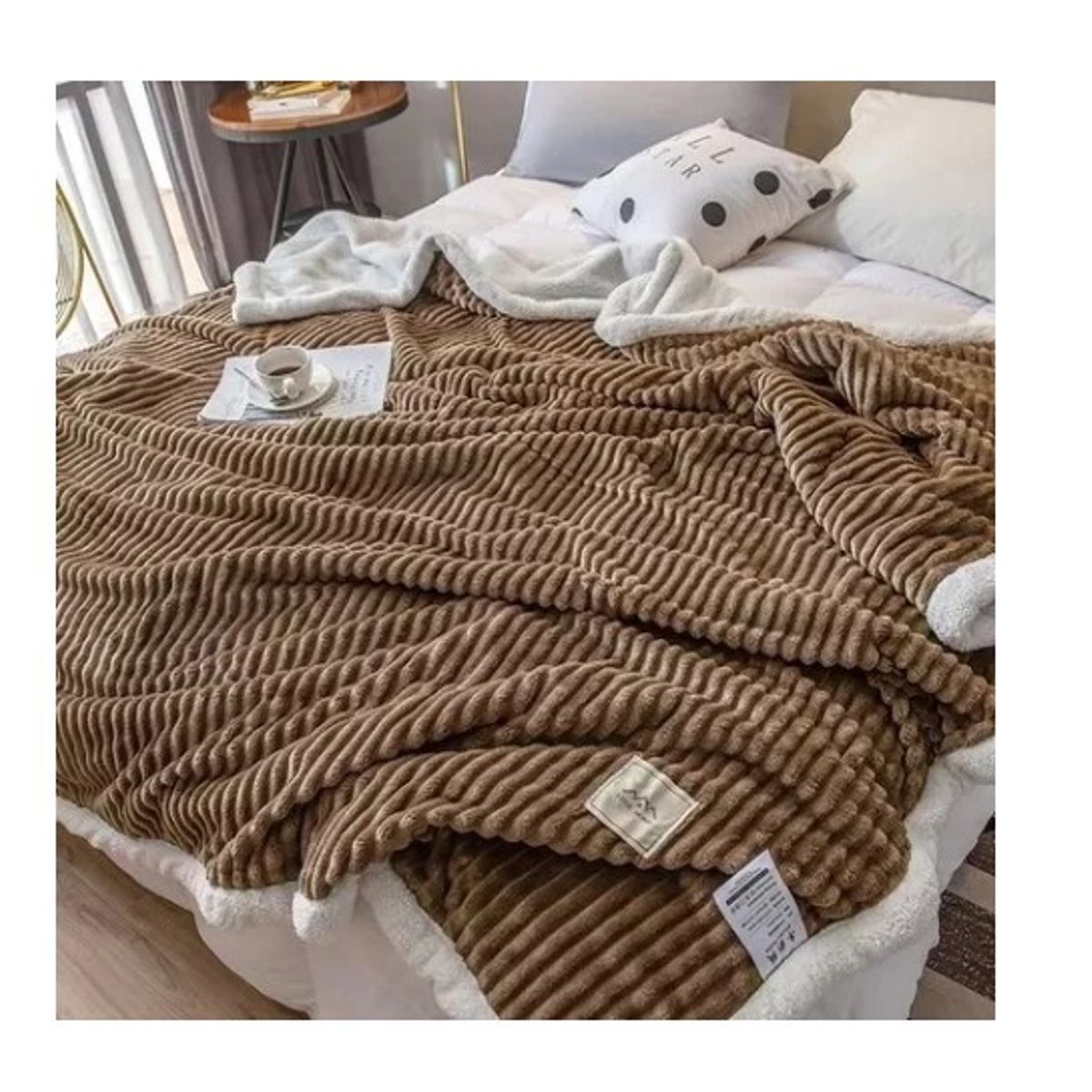 GENERICO - Frazada Con Chiporro 200x230cm Color Café