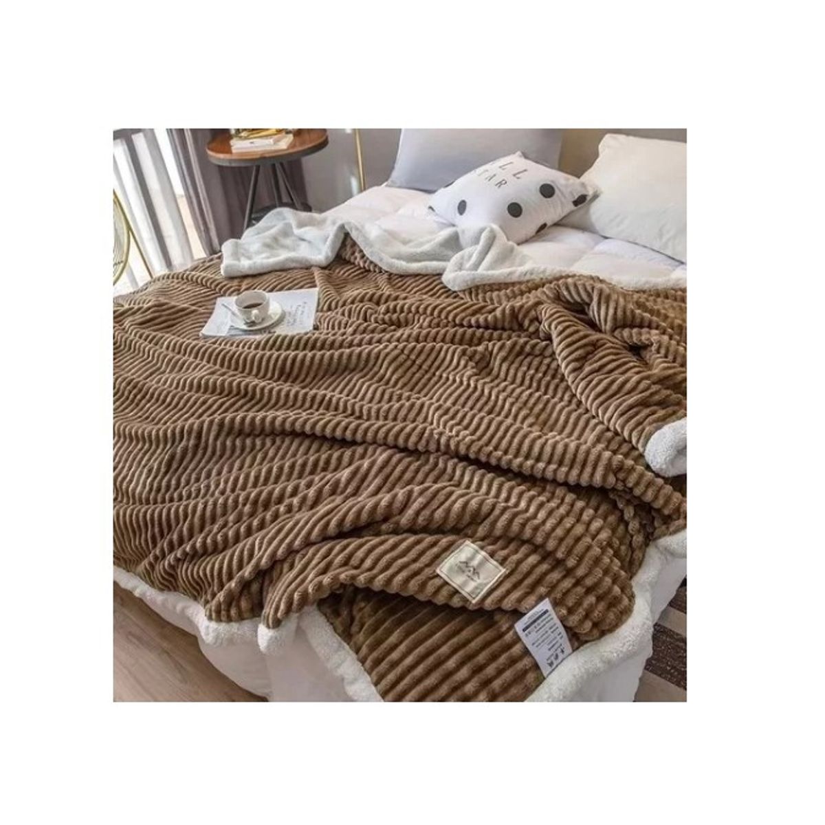 GENERICO - Frazada Con Chiporro 200x230cm Color Café
