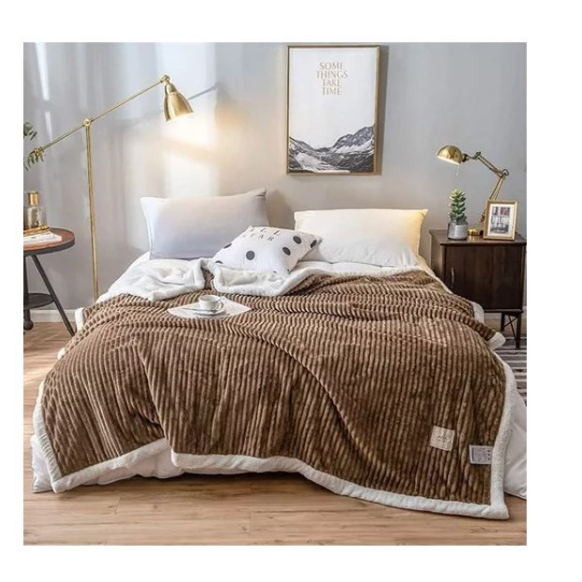 GENERICO - Frazada Con Chiporro 200x230cm Color Café