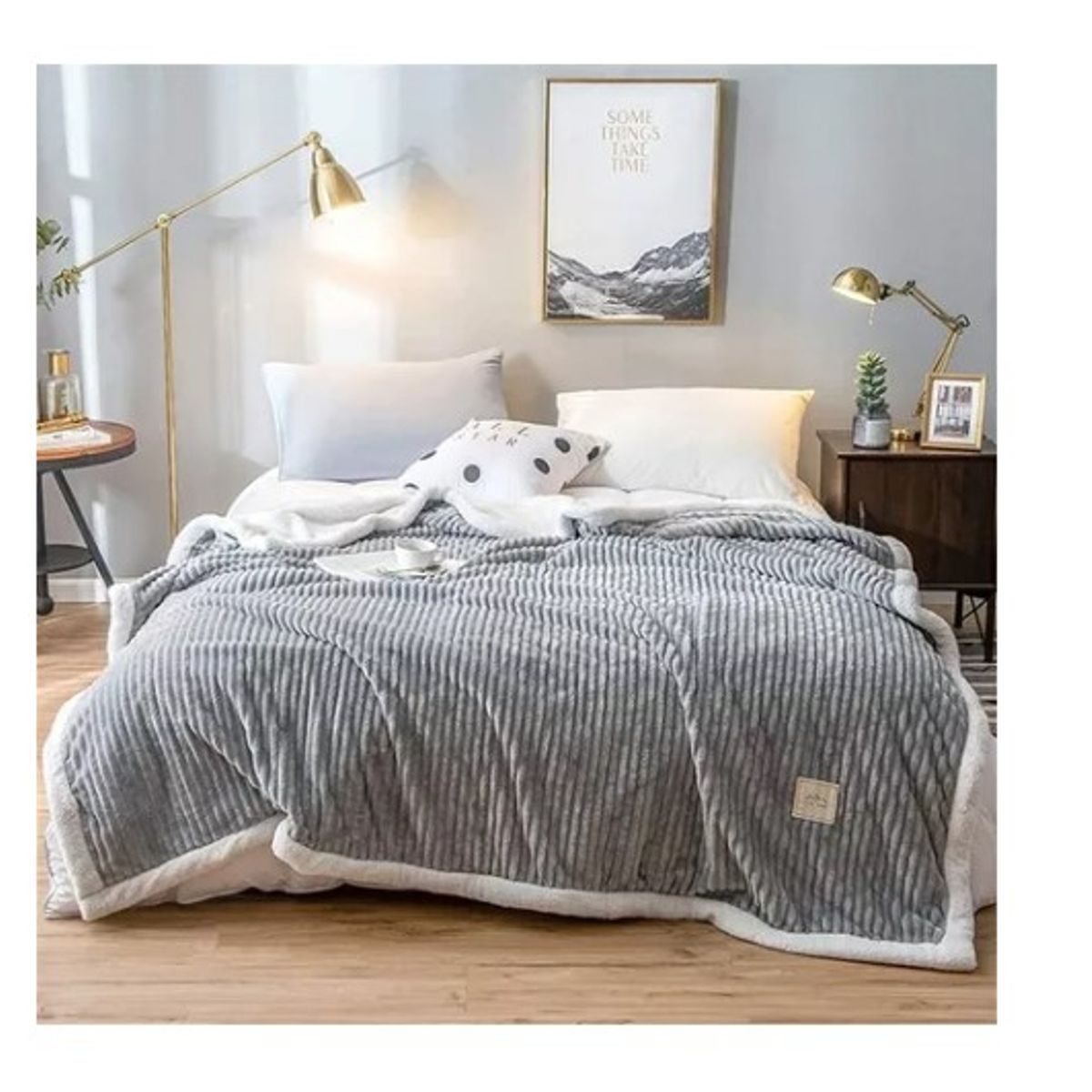 GENERICO - Frazada Con Chiporro 200x230cm Color Gris