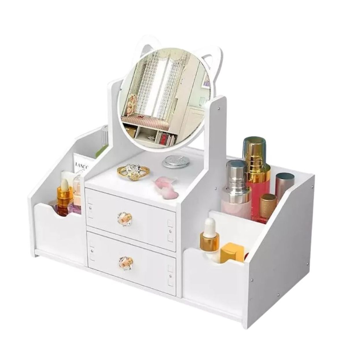 GENERICO - Organizador Cajón Maquillaje Con Espejo Diseño Orejas Repisa