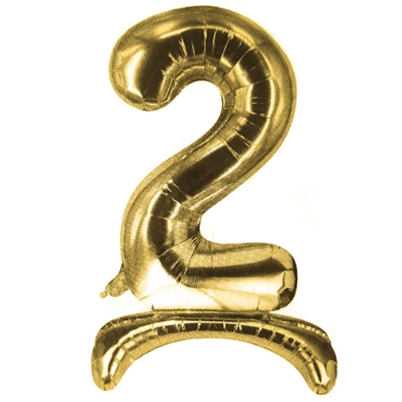 GENERICO - Globo Metal Numero Color dorado con Pedestal  2