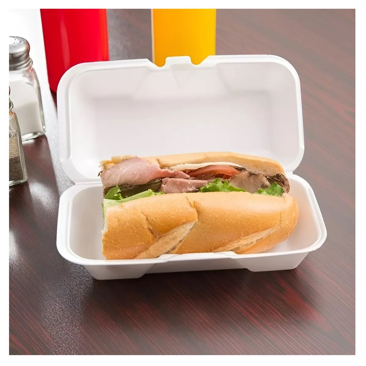 GENERICO - Bandejas De Plumavit Porta Completo Envase Comida Pack 50und