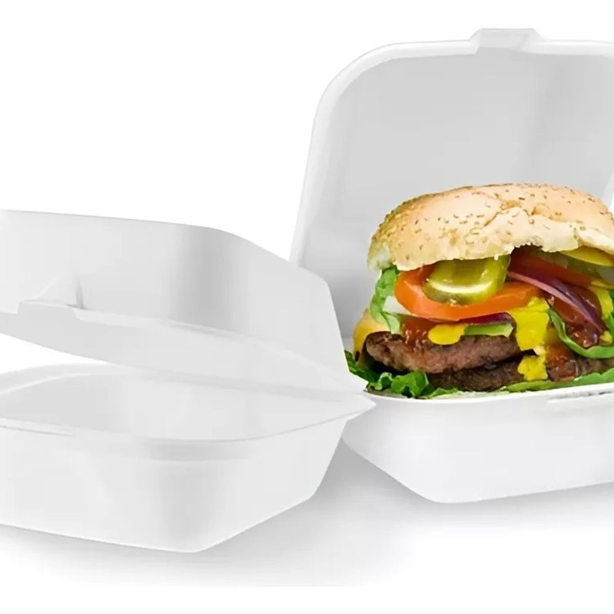 GENERICO - Pack X50 Envases De Plumavit Para Comida Envase Hamburguesa